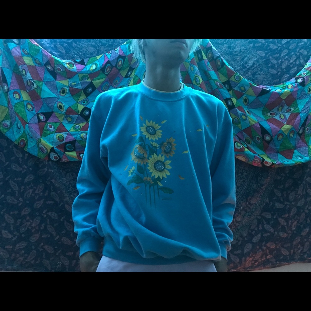 Vintage Sunflower Crew Neck Sweater